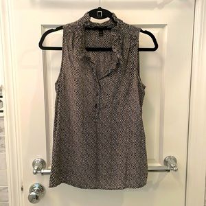 J. Crew Black and white chevron silk sleeveless blouse. Size 2